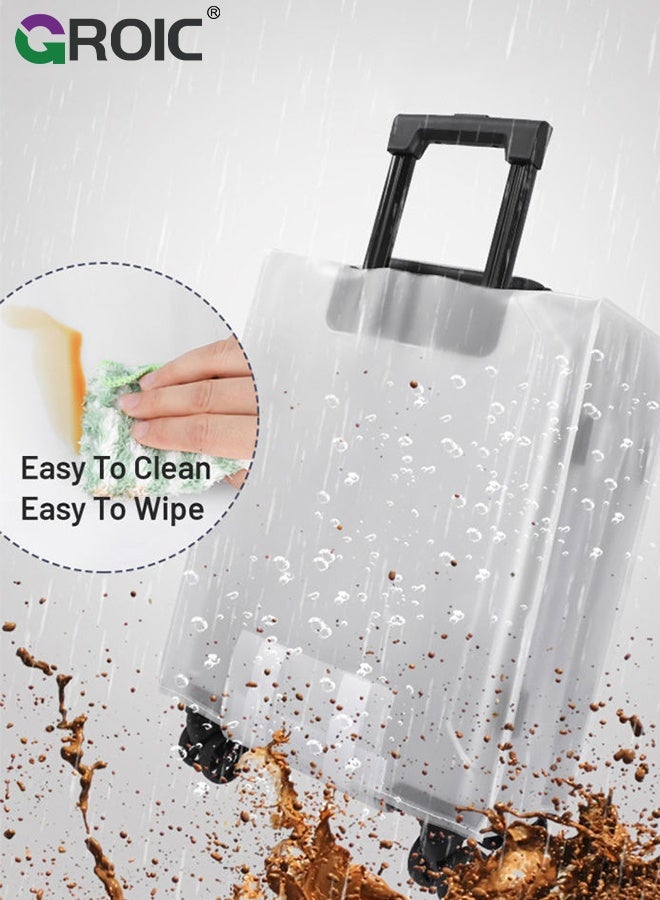 GROIC طقم 2 حزمة أغطية حقائب 28 بوصة مع 16 قطعة أغطية عجلات، أغطية حقائب PVC مقاومة للماء والغبار ومضادة للخدش، أغطية حقائب السفر، طقم واقي لأغطية الأمتعة المسجلة - Image 2
